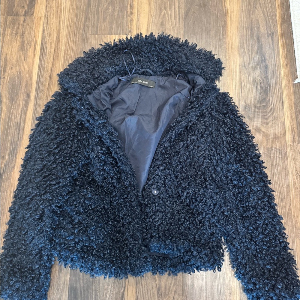 Zara Navy Textured Jacket